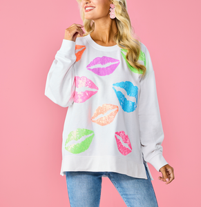 Kiss Me Sparkle Sweatshirt White