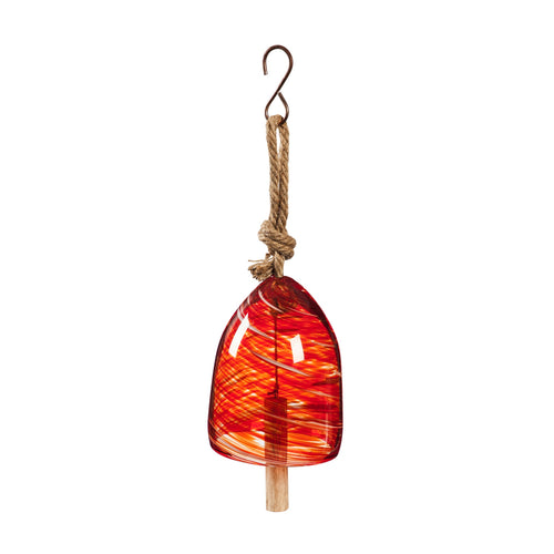 Red Orange Bell Chime Red Speckle Glass