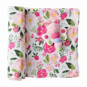 Floral Swaddle and Rattle