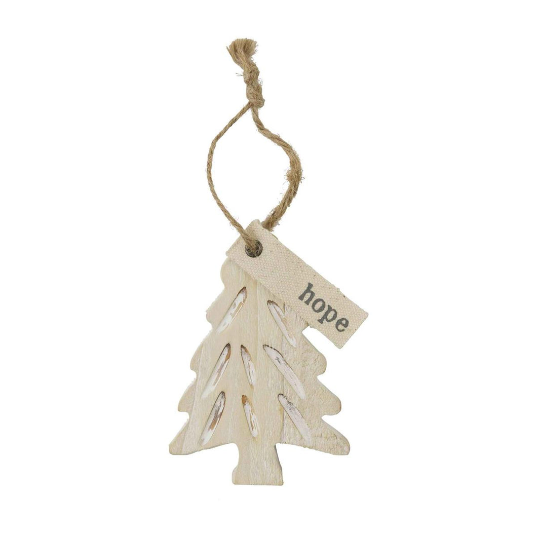 MEDIUM WOOD TREE ORNAMENT