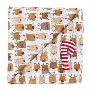 Reindeer Swaddle and Rattle