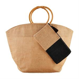 Neutral Jute Tote and Case Tan