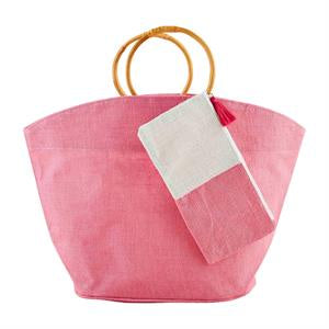 Bright Jute Tote and Case Pink