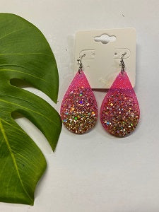 Glitter Dangle Pink Dipped Earrings