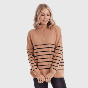 Carlisle Stripe Pullover Tan M