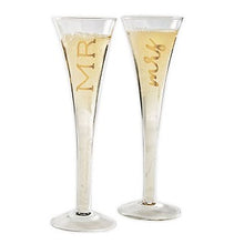 Load image into Gallery viewer, Mr Mrs Champagne Glasses