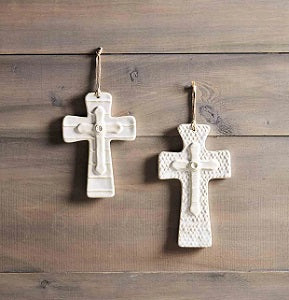 Stoneware Layered Cross Lg