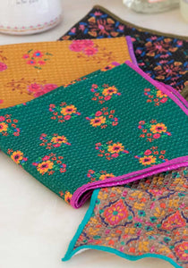 Green Floral Cotton Dish Cloths