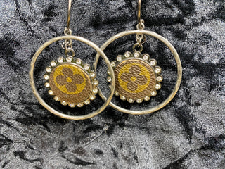 Earrings Upcycled Rhinestone Lg Hoop SIL
