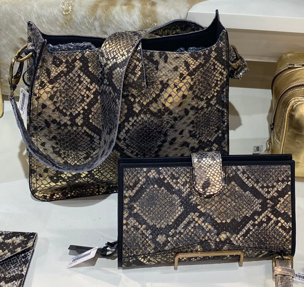 Dallas Purse Gold Foil Snakeskin
