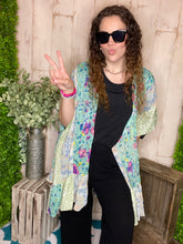 Load image into Gallery viewer, Mint Ruffle Hem Kimono 1X/2X