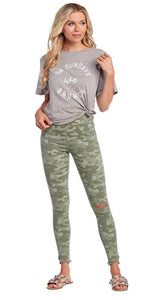 Distressed Camo Jeans XS