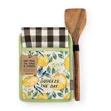 Load image into Gallery viewer, Lemons Hot Pad &amp; Towel with Spatula Set